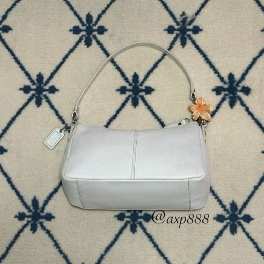 Coach Vintage Y2K Pleated Baguette Mini Hobo Purse Shoulder Bag - White - Picture 2 of 9